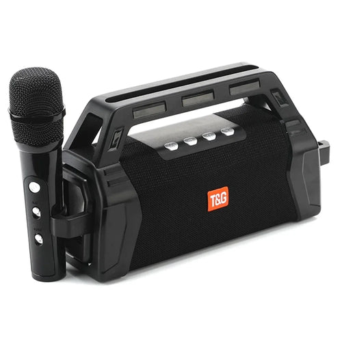 T&G TG538 Portable Wireless Bluetooth-compatible Speaker with Karaoke Microphone Outdoor Subwoofer Stereo Sound Box - Black - 1
