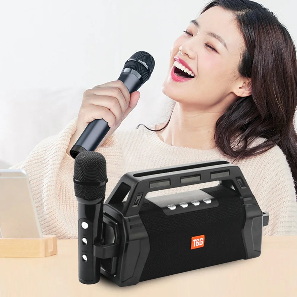 T&G TG538 Portable Wireless Bluetooth-compatible Speaker with Karaoke Microphone Outdoor Subwoofer Stereo Sound Box - Black - 2