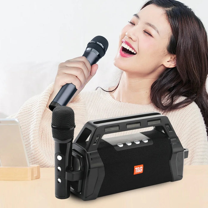 T&G TG538 Portable Wireless Bluetooth-compatible Speaker with Karaoke Microphone Outdoor Subwoofer Stereo Sound Box - Black - 2