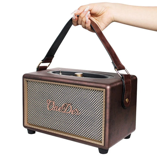 ONEDER D6 Retro 40W Bluetooth-compatible Wireless Music Speaker Home Outdoor 5000mAh Rechargeable Stereo Subwoofer Support TF Card/AUX - Brown - 1