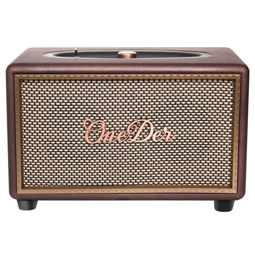 ONEDER D6 Retro 40W Bluetooth-compatible Wireless Music Speaker Home Outdoor 5000mAh Rechargeable Stereo Subwoofer Support TF Card/AUX - Brown - 2