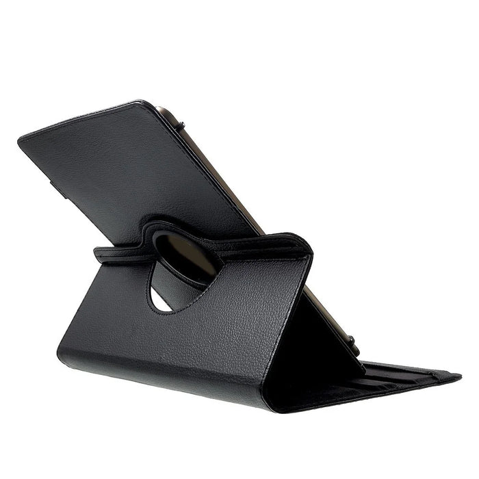 Anti-Drop 360-Degree Swiveling Stand Litchi Texture Universal Leather Protective Case for 9-10 inch Tablet - Black - 3
