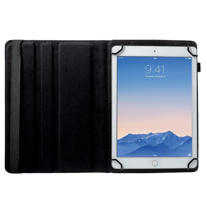 Anti-Drop 360-Degree Swiveling Stand Litchi Texture Universal Leather Protective Case for 9-10 inch Tablet - Black - 6