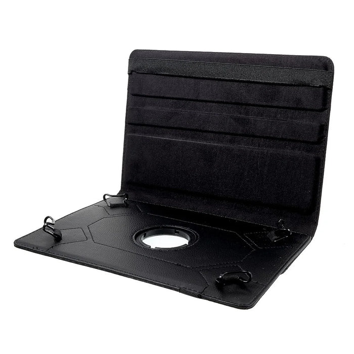 Anti-Drop 360-Degree Swiveling Stand Litchi Texture Universal Leather Protective Case for 9-10 inch Tablet - Black - 7