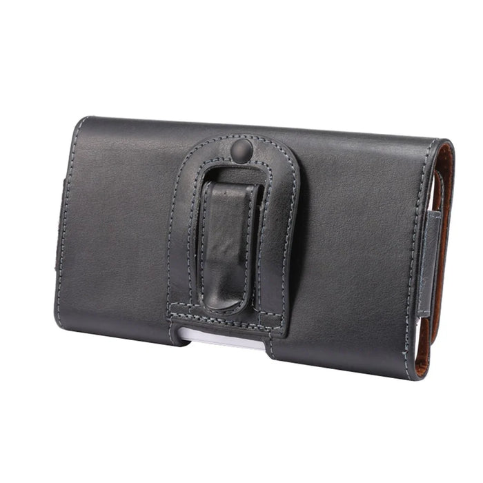 Genuine Leather Case Belt Clip Holster Pouch for iPhone Huawei Xiaomi Samsung Etc - Black - 4