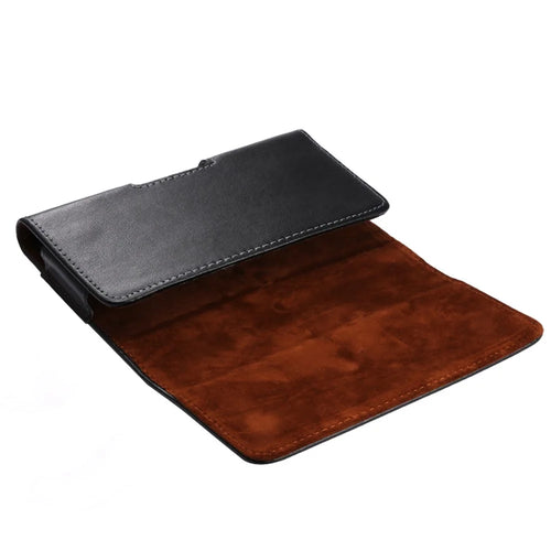 Genuine Leather Case Belt Clip Holster Pouch for iPhone Huawei Xiaomi Samsung Etc - Black - 1