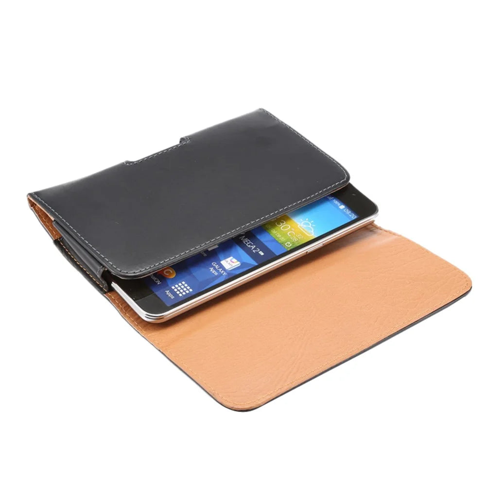 Universal Glossy Leather Case Holster for 6.3-inch Smartphones - 6