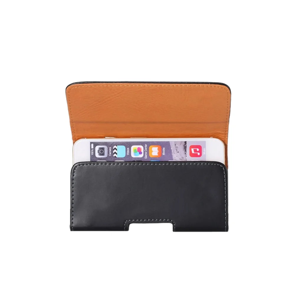 Universal Smooth Leather Case Holster for iPhone Samsung Huawei Xiaomi Etc 5.5-inch Smartphones - 3