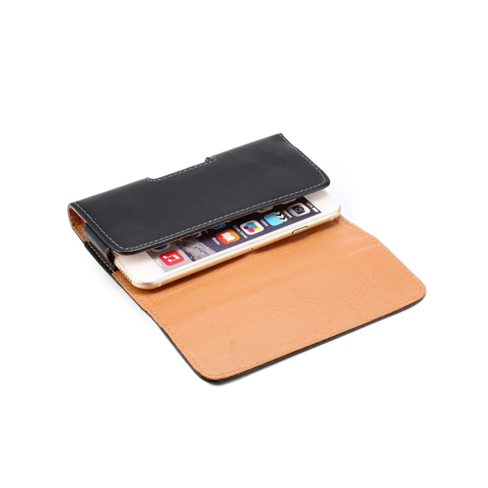 Universal Smooth Leather Case Holster for iPhone Samsung Huawei Xiaomi Etc 5.5-inch Smartphones - 6
