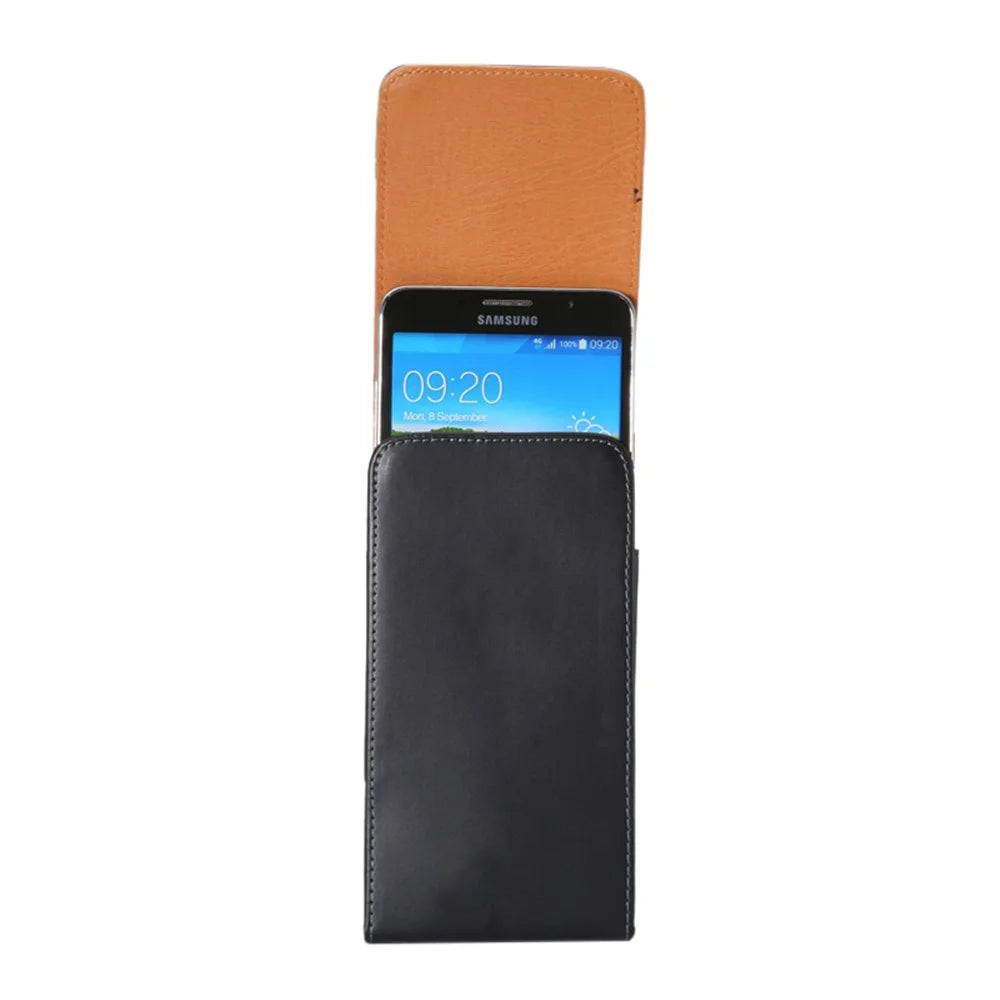 Smooth Leather Vertical Pouch Case Holster for 6.3-inch Smartphones - 3