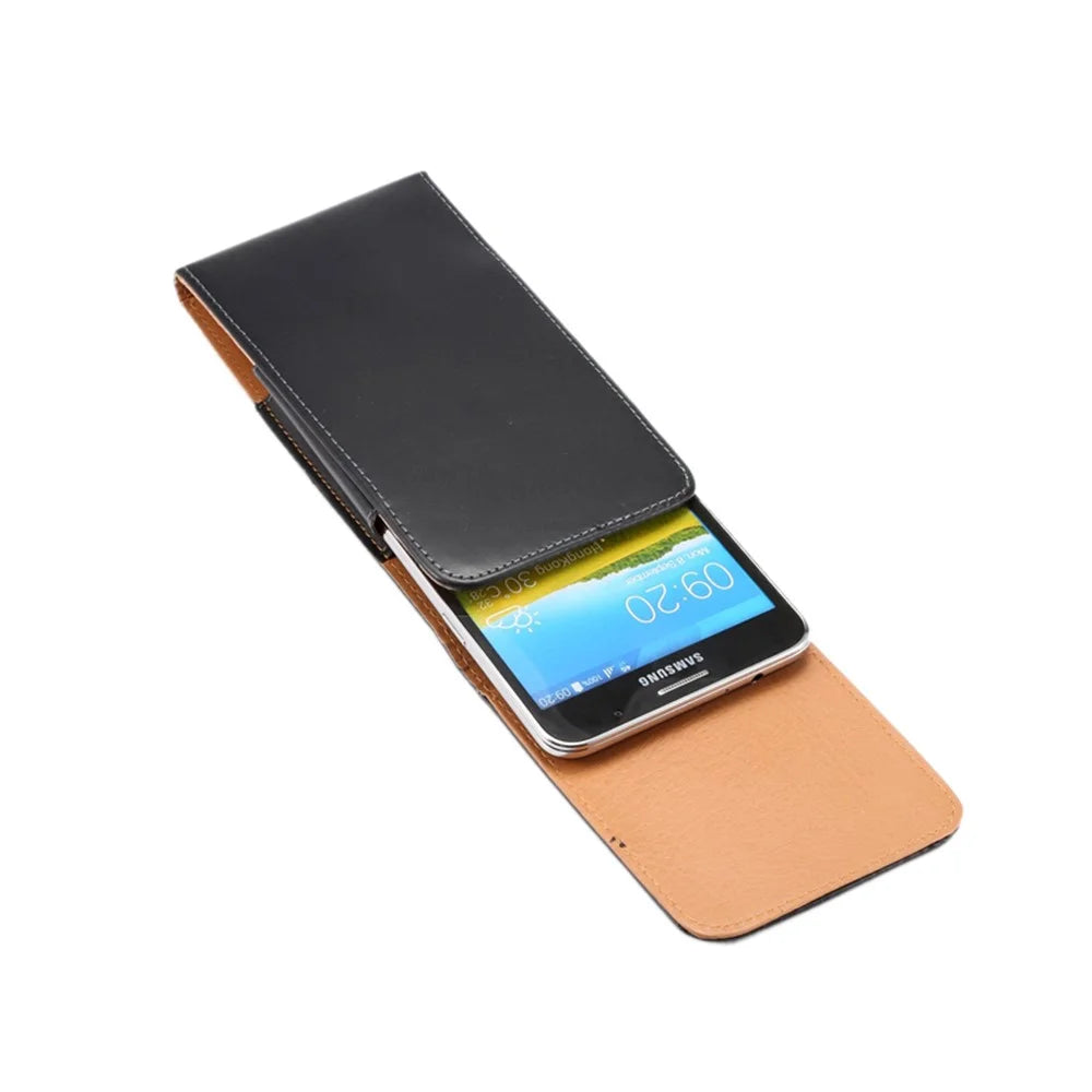 Smooth Leather Vertical Pouch Case Holster for 6.3-inch Smartphones - 5
