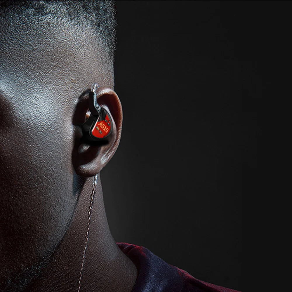 KZ AS10 5BA Drive Unit In Ear Earphone 5 Balanced Armatured HiFi Hybrid Wired Earbuds 3.5mm without Microphone (Standard Version) - Red - 4