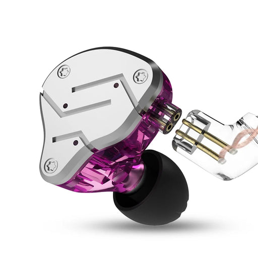 KZ ZSN Earphone High Fidelity 1 Dynamic 1 Balanced Armature Driver KZ Headphone without Microphone (Standard Version) - Purple - 1