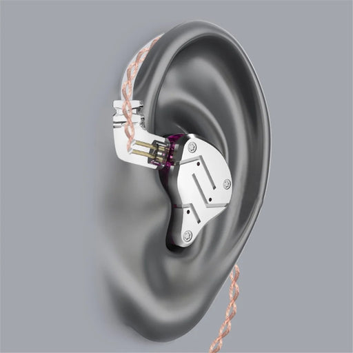 KZ ZSN Earphone High Fidelity 1 Dynamic 1 Balanced Armature Driver KZ Headphone without Microphone (Standard Version) - Purple - 2