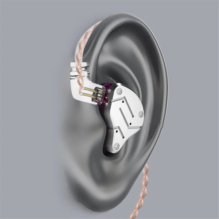 KZ ZSN Earphone High Fidelity 1 Dynamic 1 Balanced Armature Driver KZ Headphone without Microphone (Standard Version) - Purple - 2
