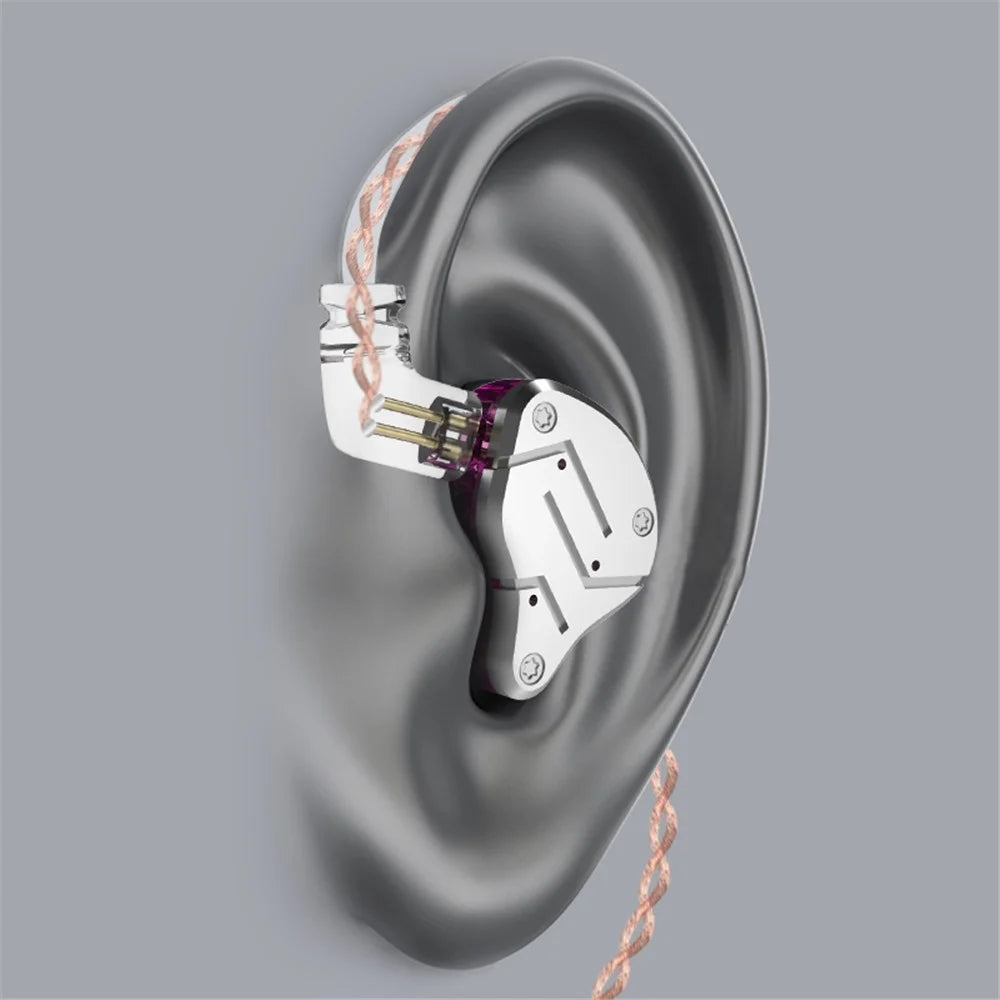 KZ ZSN Earphone High Fidelity 1 Dynamic 1 Balanced Armature Driver KZ Headphone (Microphone Version) - Purple - 4