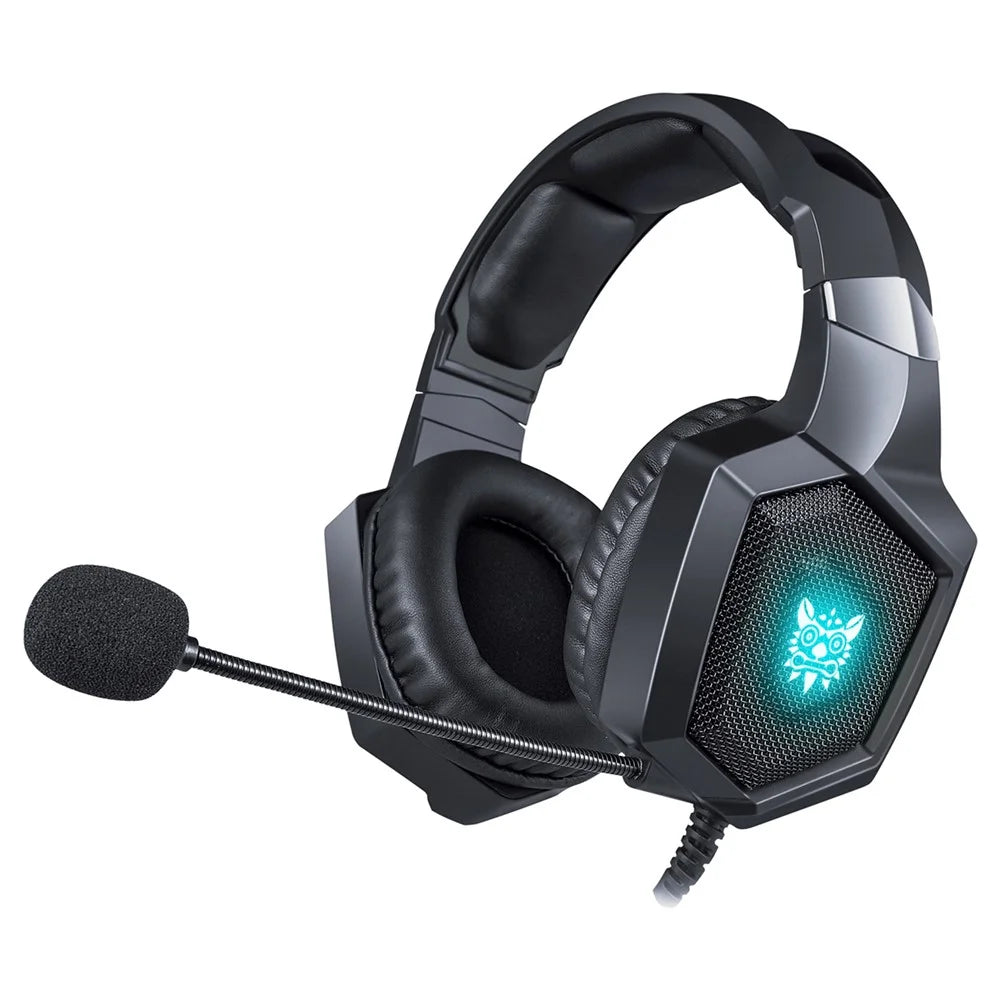 ONIKUMA K8 RGB Light Wired Headphone Gaming Headset with Mic for PS4 Xbox One Computer PC Gamer - All Black - 1