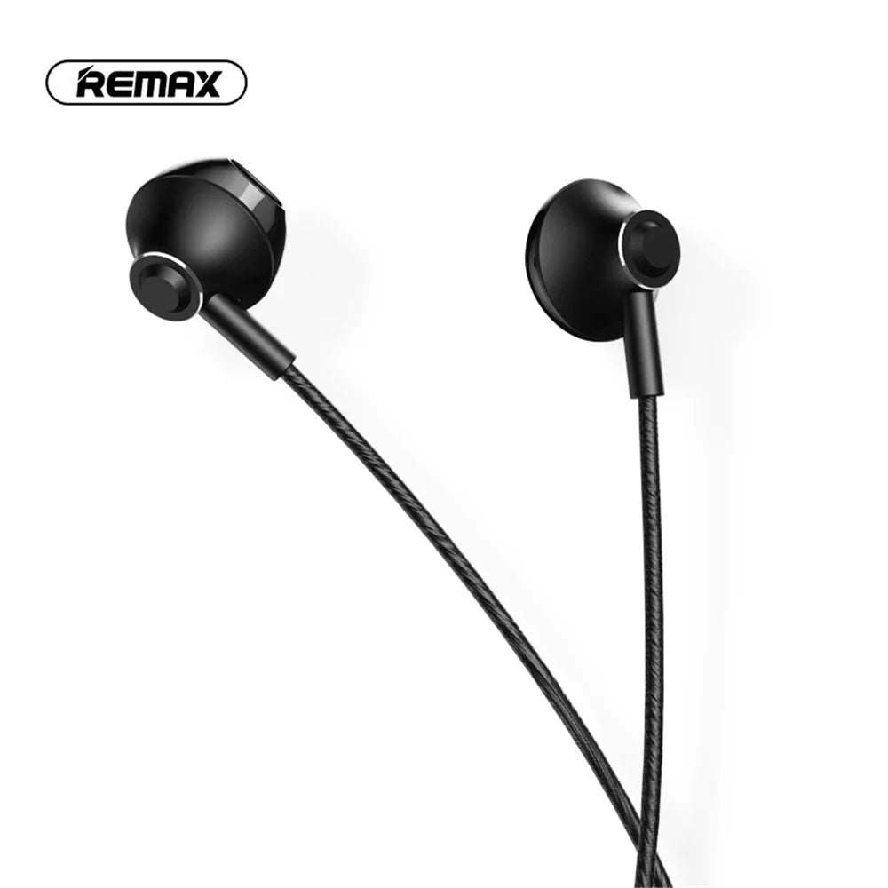 REMAX RM-711 3.5mm In-ear Wired Control Headset Build-in Mic - Black - 3