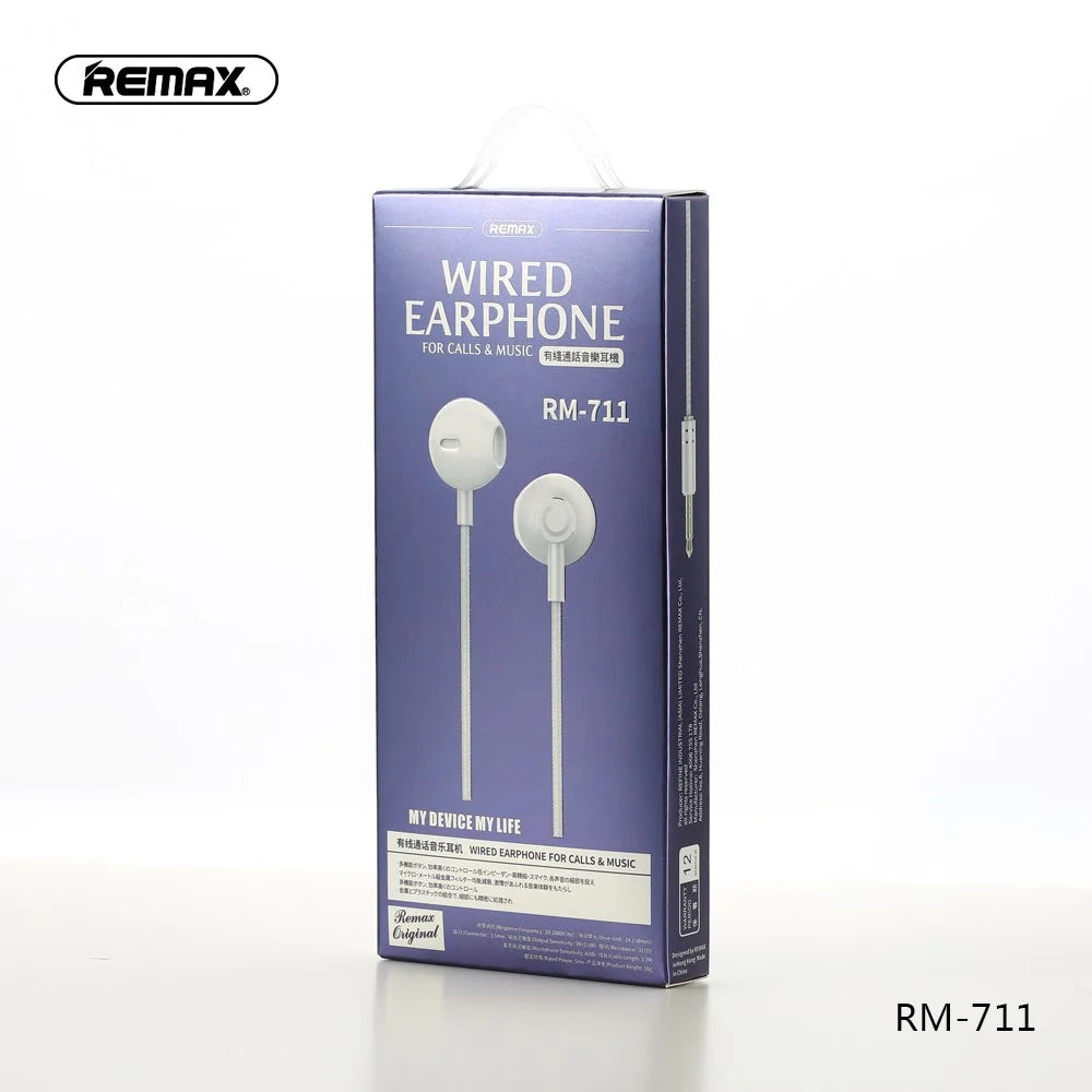 REMAX RM-711 3.5mm In-ear Wired Control Headset Build-in Mic - Black - 6