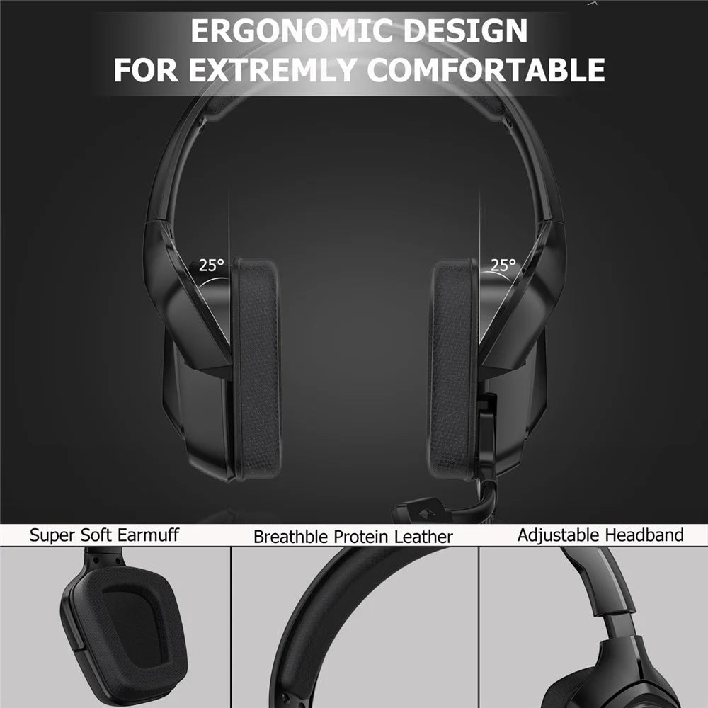 ONIKUMA K20 Stereo Gaming Headset Over Ear Headphones with Microphone - Black - 6