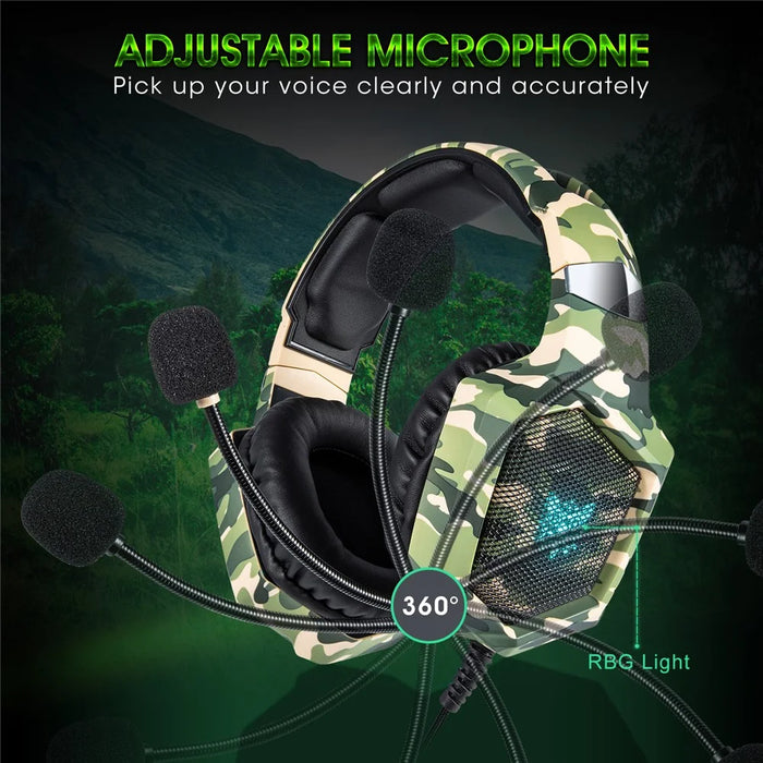 ONIKUMA K8 Camouflage Omnidirectional MIC USB Gaming Headset Wired Headphone - Green - 5