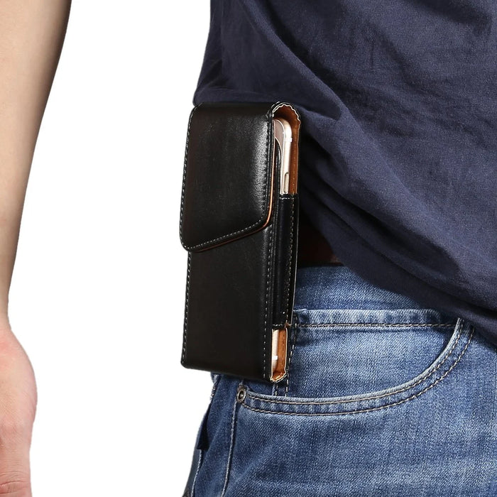 Universal Leather Holster Case with Belt Clip for iPhone 11 Pro Max Samsung Galaxy S10 Plus Huawei P30 Pro Etc, Size: 16 x 8cm - 6