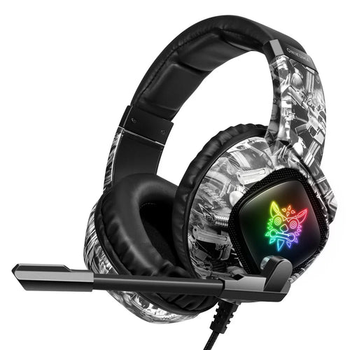 ONIKUMA K19 Camouflage Wired Gaming Heaset PS4 PC Gamer Stereo Headphones with Mic and LED Light - Black - 1