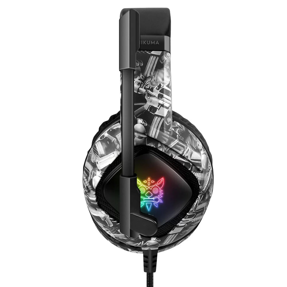 ONIKUMA K19 Camouflage Wired Gaming Heaset PS4 PC Gamer Stereo Headphones with Mic and LED Light - Black - 3