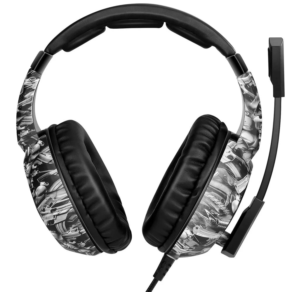 ONIKUMA K19 Camouflage Wired Gaming Heaset PS4 PC Gamer Stereo Headphones with Mic and LED Light - Black - 4