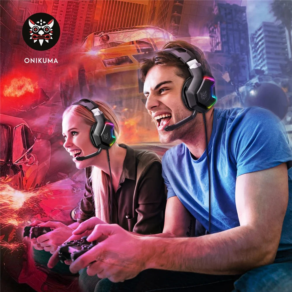 ONIKUMA K10 Pro Wired Stereo Gaming Headset Noise Cancelling Bass Sound Headphones with Mic and LED Light - 7