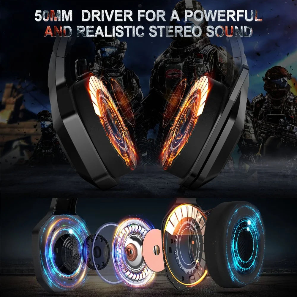 ONIKUMA K10 RGB Gaming Headset Wired Earphones Noise Canceling Over-Ear Headphones with Mic - 4