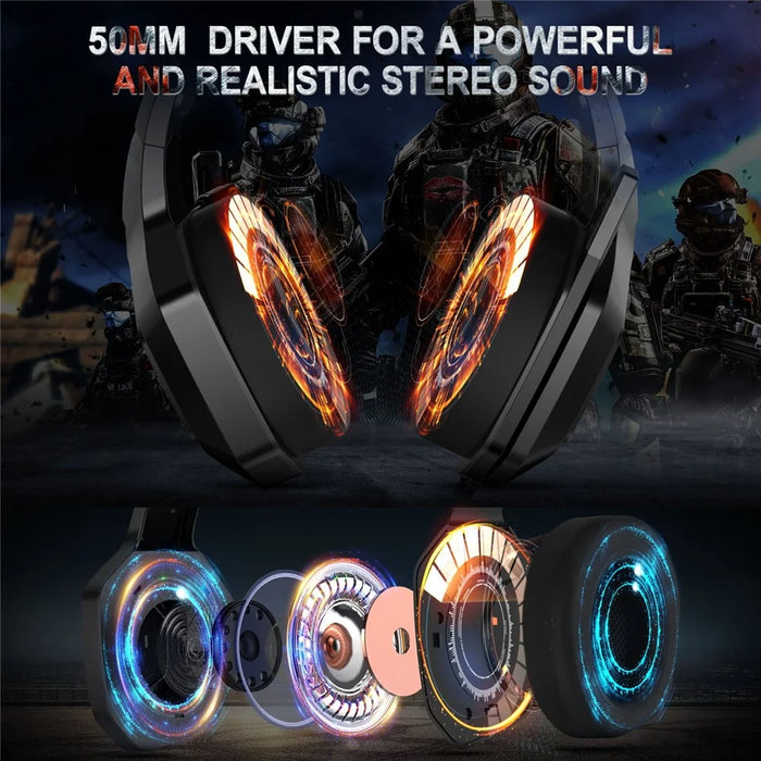 ONIKUMA K10 RGB Gaming Headset Wired Earphones Noise Canceling Over-Ear Headphones with Mic - 4