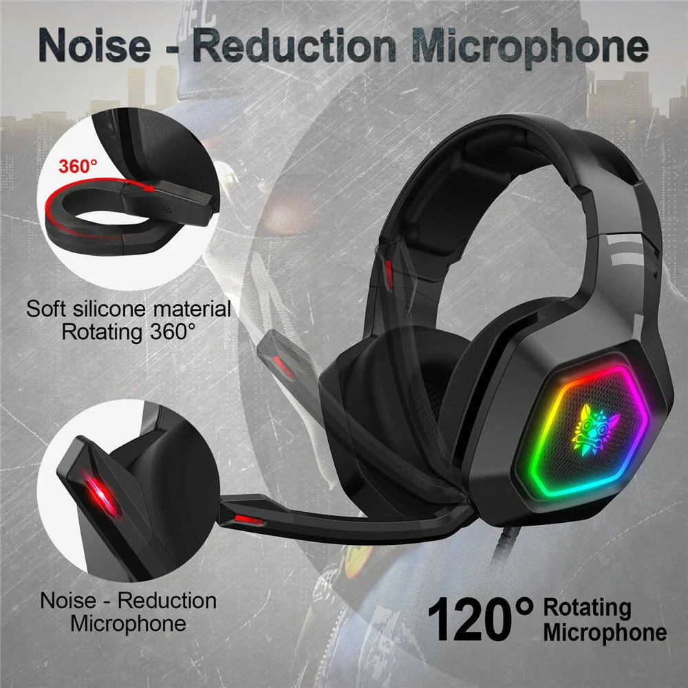 ONIKUMA K10 RGB Gaming Headset Wired Earphones Noise Canceling Over-Ear Headphones with Mic - 5