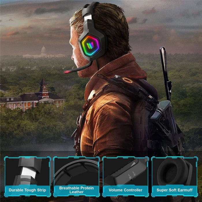 ONIKUMA K10 RGB Gaming Headset Wired Earphones Noise Canceling Over-Ear Headphones with Mic - 6