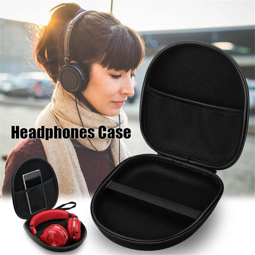 Portable Zippered Round Shaped Earphone Headphone Earbud Carrying Storage Bag Case - Black - 1