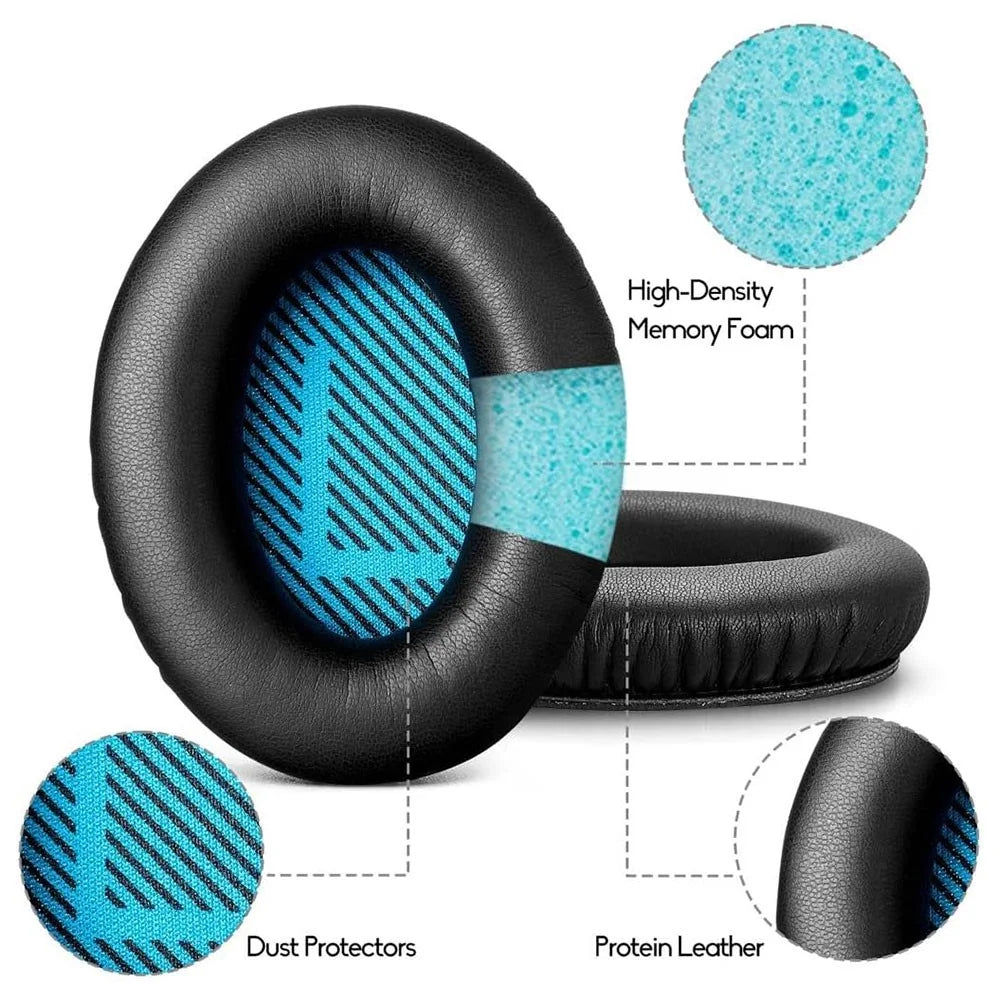 JZF-63 Earpads Replacement for Bose QuietComfort 35 / QuietComfort 25 / QuietComfort Wireless Headphones Ear Cushions with Memory Foam - Black - 3