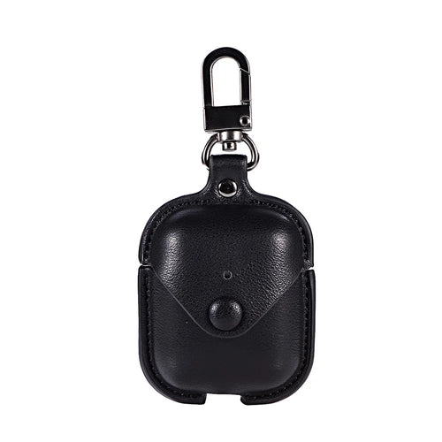 PU Leather Protective Case Cover with Snap Fastener for Apple AirPods with Charging Case (2016) - Black - 1