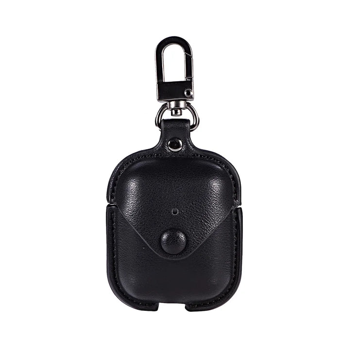 PU Leather Protective Case Cover with Snap Fastener for Apple AirPods with Charging Case (2016) - Black - 1