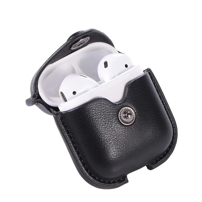 PU Leather Protective Case Cover with Snap Fastener for Apple AirPods with Charging Case (2016) - Black - 3