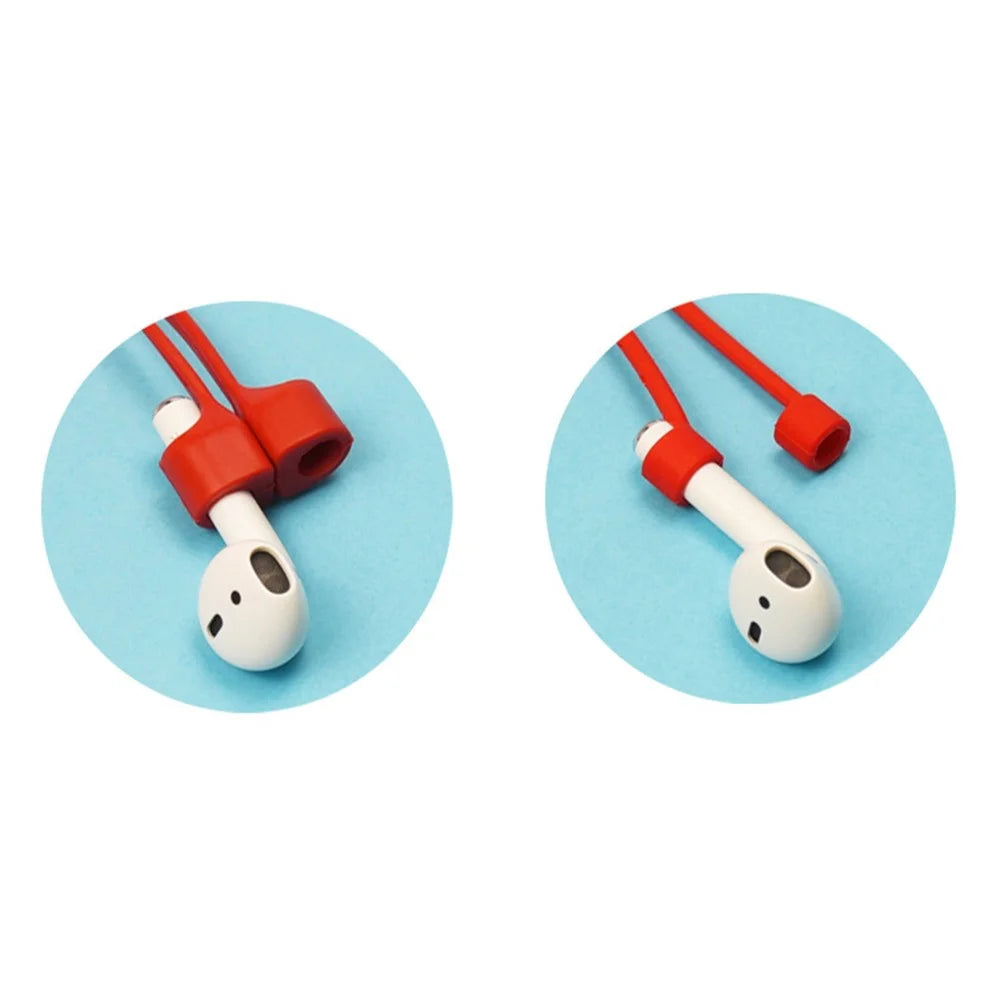 5Pcs/Set Earphone Strap Anti Lost Protective Silicone Magnetic Rope for Apple AirPods - Red - 2