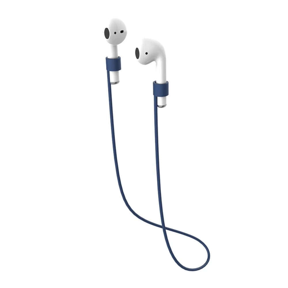 10Pcs/Set Earphone Anti-lost Silicone Rope Strap for Apple AirPods - Dark Blue - 1