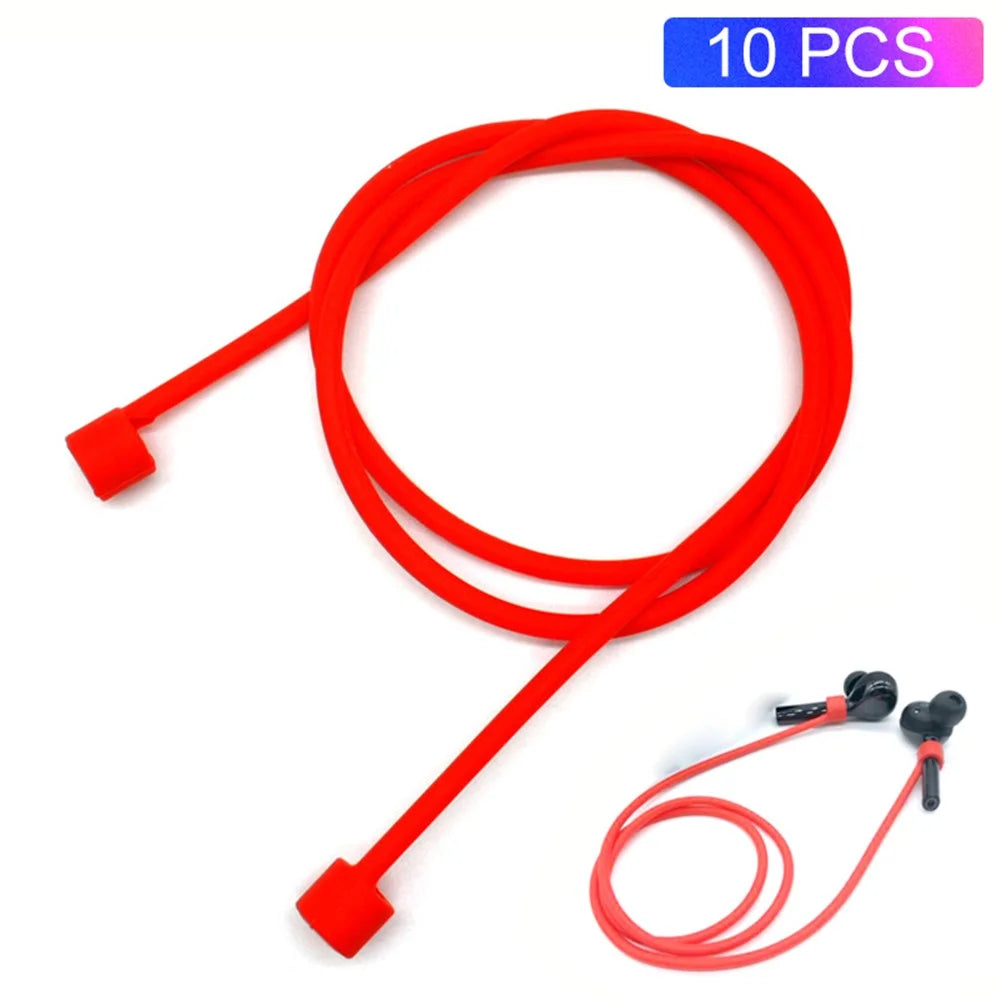 10Pcs/Set Earphone Anti-lost Silicone Rope Strap for Huawei FreeBuds - Red - 1