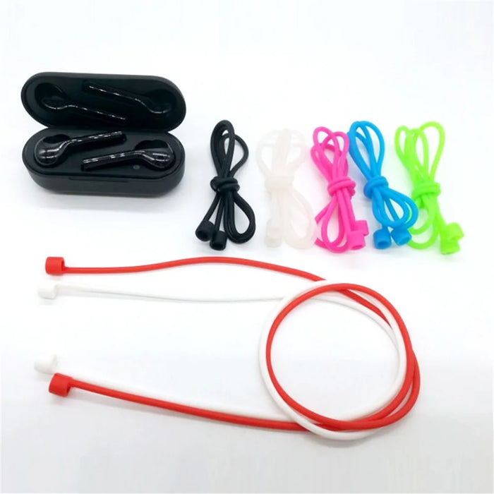 10Pcs/Set Earphone Anti-lost Silicone Rope Strap for Huawei FreeBuds - Red - 5