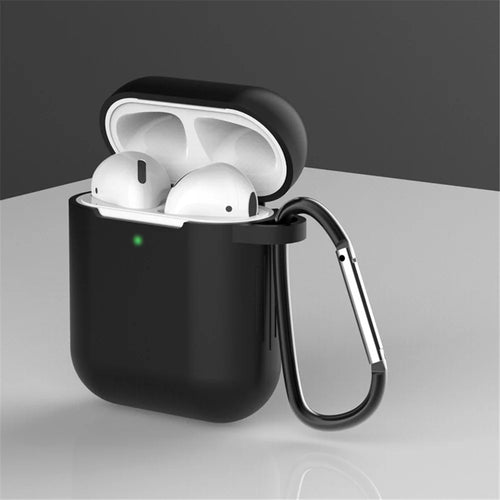Silicone Protective Case with Buckle for AirPods with Charging Case (2016)/with Charging Case (2019) - Black - 1