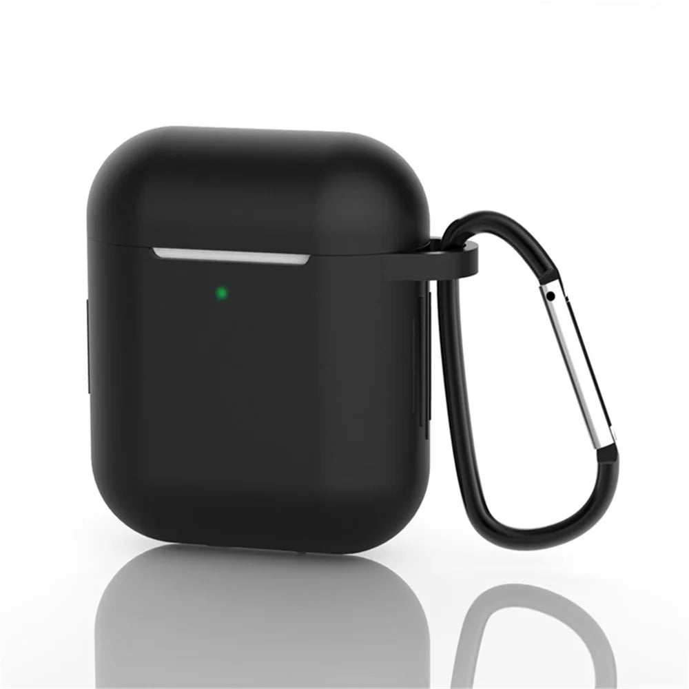 Silicone Protective Case with Buckle for AirPods with Charging Case (2016)/with Charging Case (2019) - Black - 2