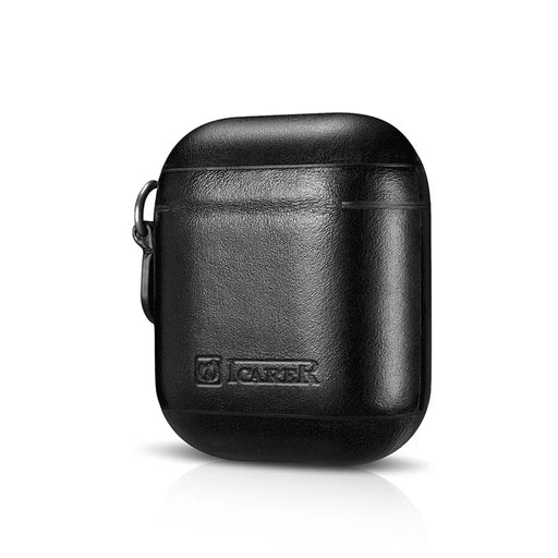 ICARER Cowhide Leather AirPods Case with Strap for Apple AirPods with Wireless Charging Case (2019) / AirPods with Charging Case (2019)/(2016) - Black - 2