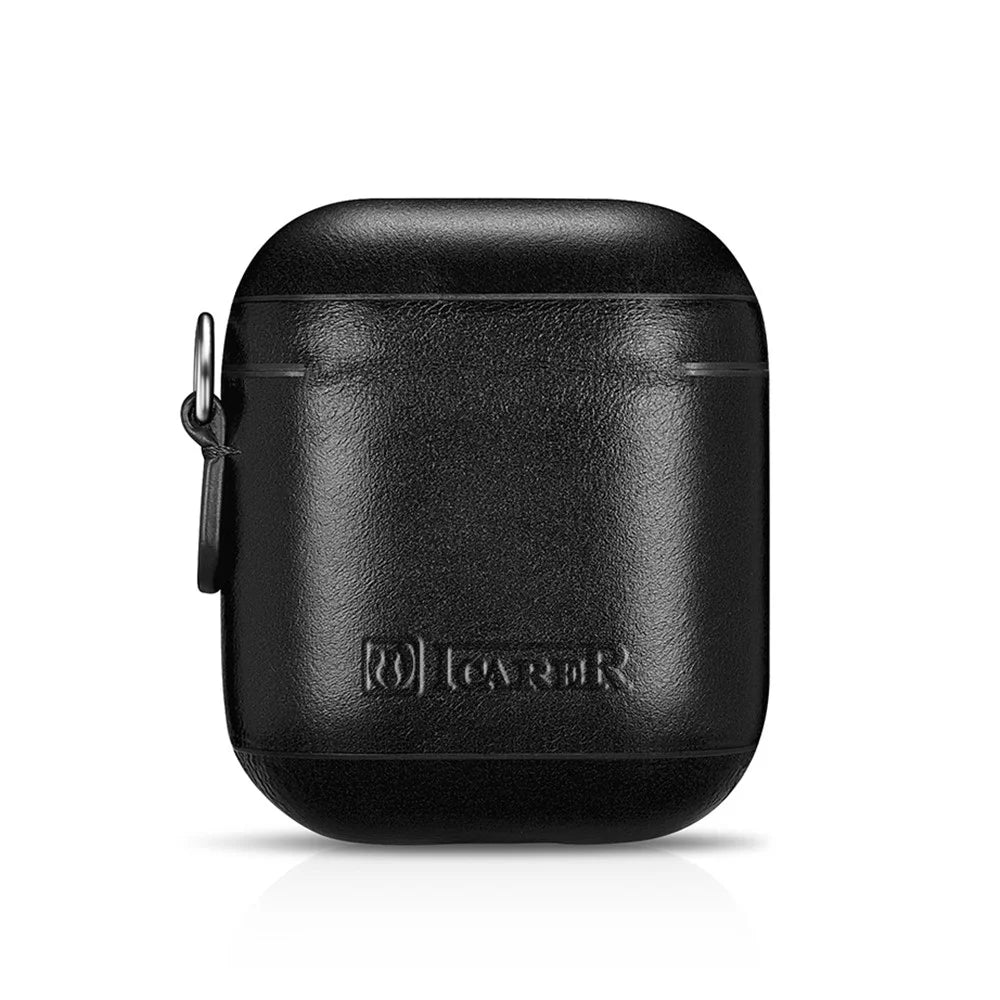 ICARER Cowhide Leather AirPods Case with Strap for Apple AirPods with Wireless Charging Case (2019) / AirPods with Charging Case (2019)/(2016) - Black - 4