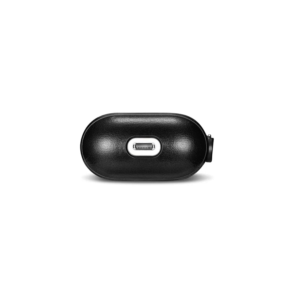 ICARER Cowhide Leather AirPods Case with Strap for Apple AirPods with Wireless Charging Case (2019) / AirPods with Charging Case (2019)/(2016) - Black - 5