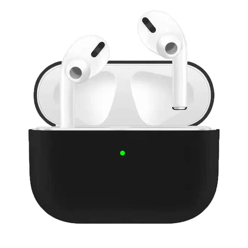 Anti-Drop / Anti-Scratch Solid Color Ultra-slim Liquid Silicone Protective Cover for Apple AirPods Pro - Black - 1