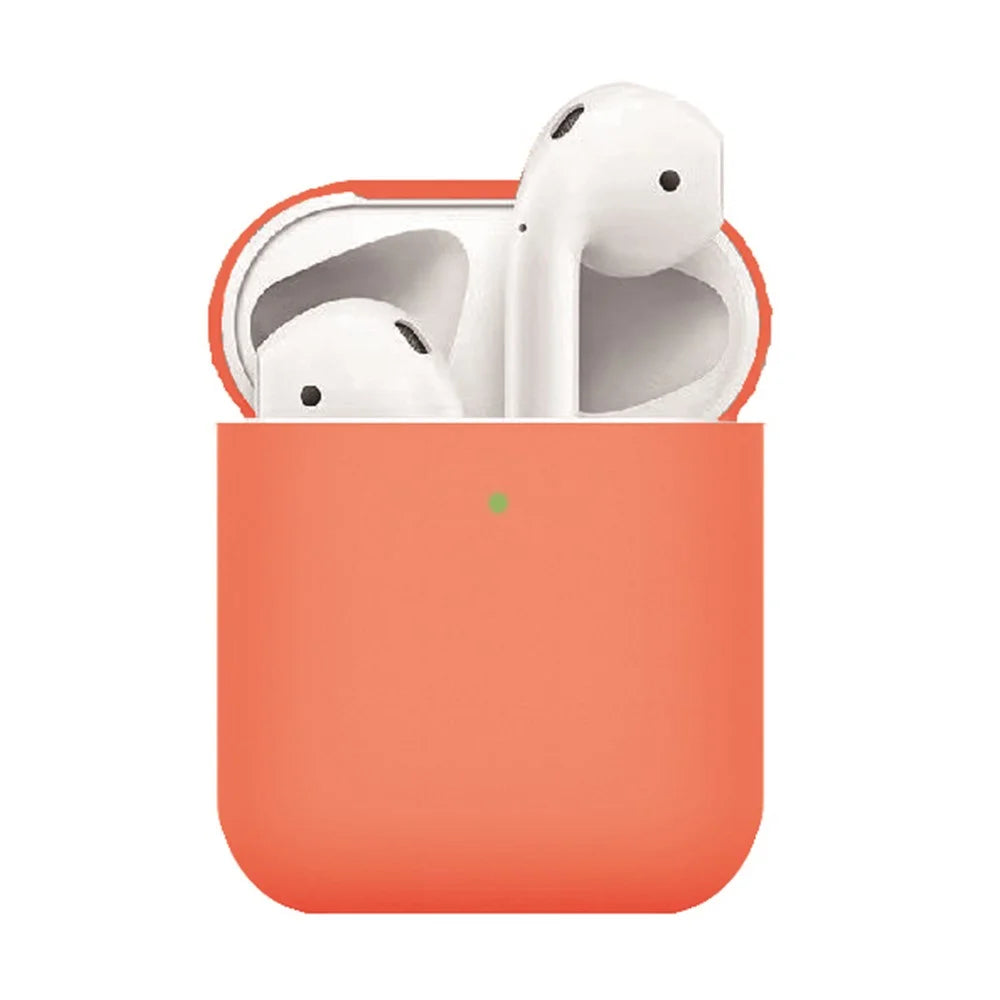 Matte Texture Silicone AirPods Case for Apple AirPods with Wireless Charging Case (2019) / AirPods with Charging Case (2019) (2016) - Orange - 1